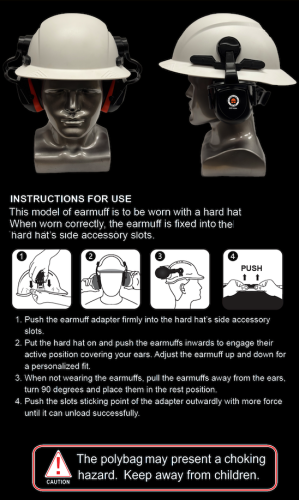 TPR Universal Hard Hat and Safety Helmet Ear Muffs NRR 25
