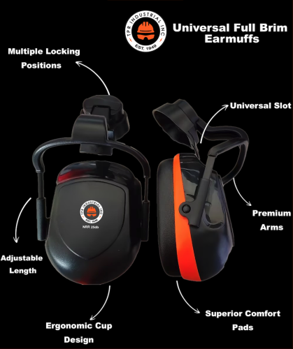 TPR Universal Hard Hat and Safety Helmet Ear Muffs NRR 25